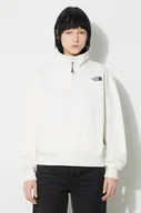 Bluzy damskie - The North Face bluza W Essential Qz Crew damska kolor beżowy z nadrukiem NF0A854HQLI1 - miniaturka - grafika 1