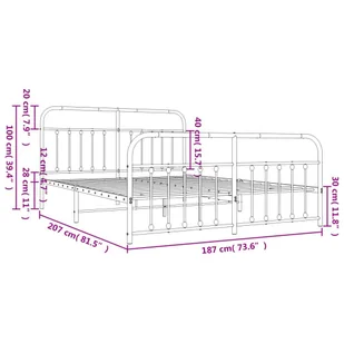 Metalowa rama łóżka z wezgłowiem i zanóżkiem, biała, 180x200 cm Lumarko! - Łóżka - miniaturka - grafika 11