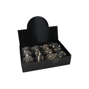 Bombka szklana 8 cm czarno-złota mix - Bombki - miniaturka - grafika 1