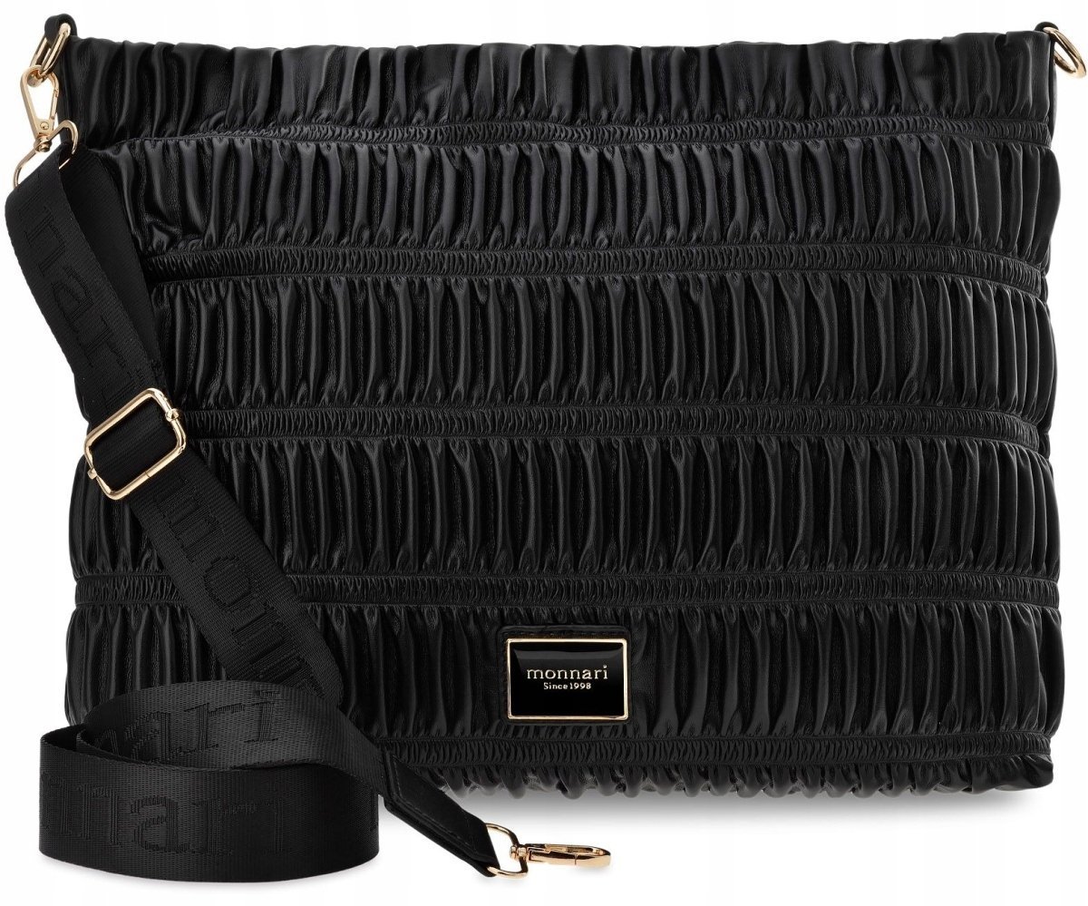 Monnari Torba Damska Pikowana Torebka Duża Listonoszka Z Kieszonkami Czarna