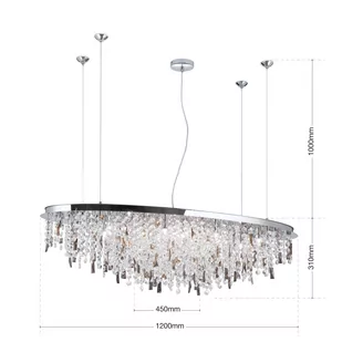 Żyrandol Crystalriver, 120 x 45 cm, chrom - Lampy sufitowe - miniaturka - grafika 3
