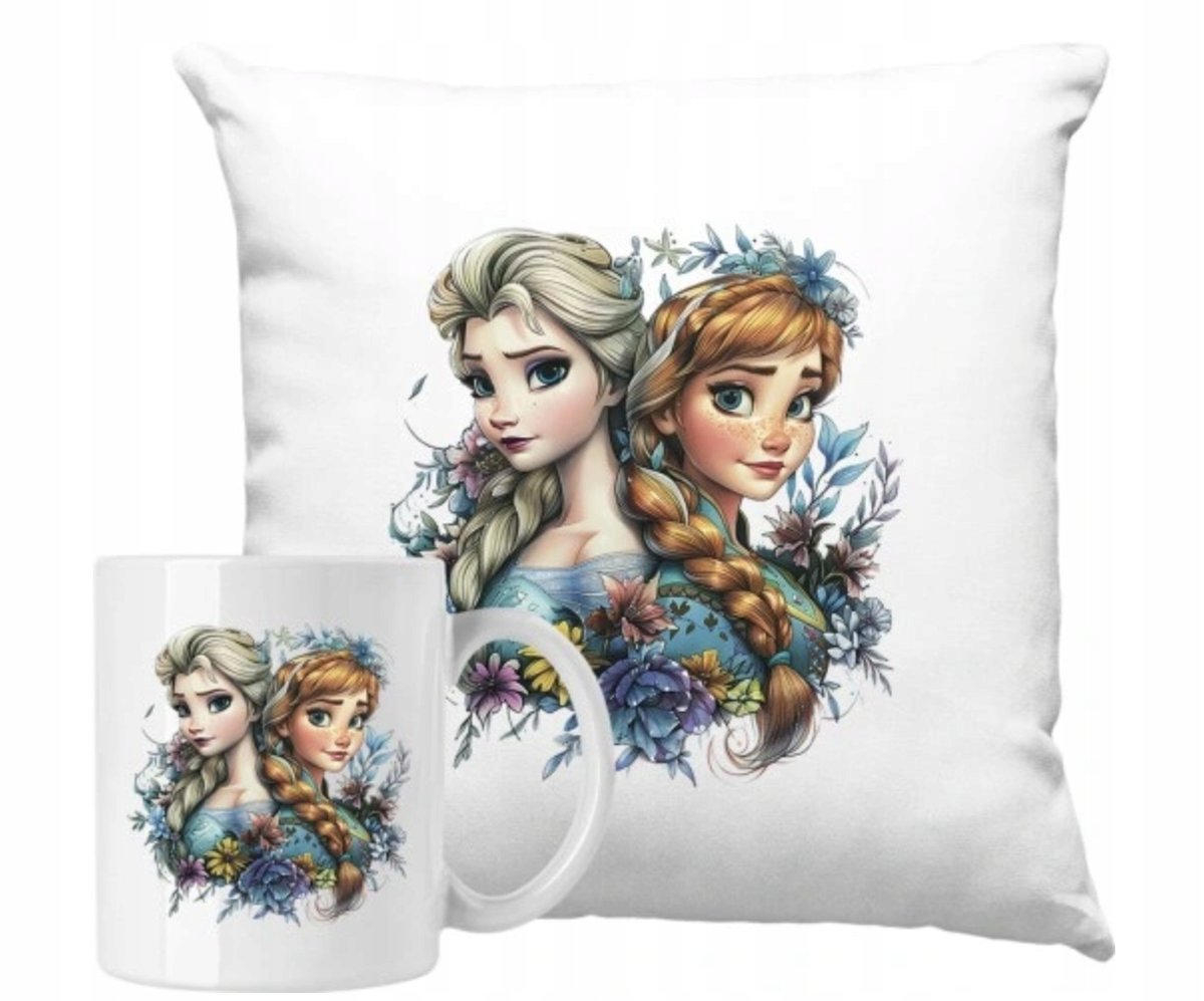 ZESTAW PODUSZKA + KUBEK Prezent ELSA ANNA KRAINA LODU FROZEN + IMIĘ 41