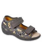 Kapcie damskie - Chłopięce kapcie na rzep dinozaury szare Befado r.26 - miniaturka - grafika 1