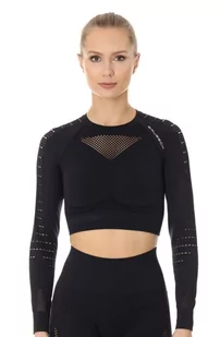 Top sportowy z długim rękawem damski Brubeck Gym Top LC10020 czarny - Koszulki sportowe damskie - miniaturka - grafika 1