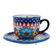 Filiżanki - Ceramiczna filiżanka ze spodkiem Ceramika Bolesławiec - miniaturka - grafika 1