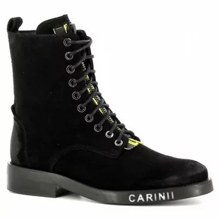 Czarne zamszowe botki damskie bikery CARINII - Carinii - Botki damskie - miniaturka - grafika 1