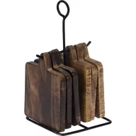 Deski do krojenia - Home Styling Collection Podkładki drewniane na metalowym stojaku 6 sztuk A44340390 - miniaturka - grafika 1