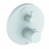 Baterie podtynkowe - KLUDI 208355315 NOVA FONTE Puristic podtynkowa bateria natryskowa z termostatem, biały mat - miniaturka - grafika 1