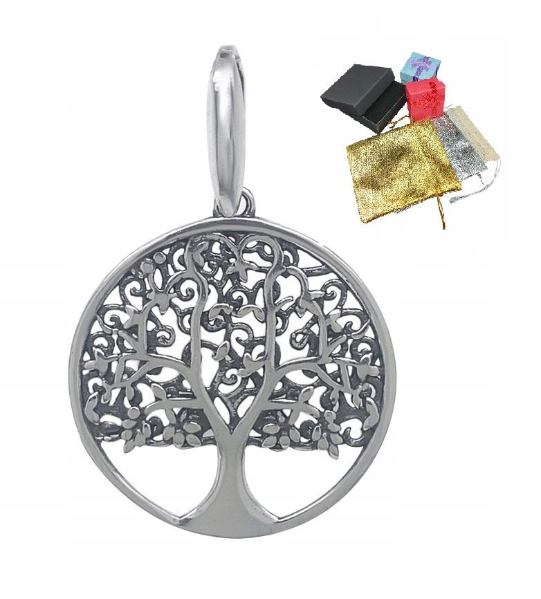 Srebrna Zawieszka Drzewko Życia Szczęścia 925 Wisiorek Talizman Na Prezent