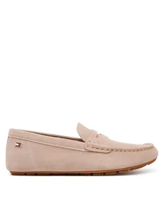 Tommy Hilfiger Mokasyny Flag Soft Suede Driver Loafer FW0FW08558 Różowy - Mokasyny damskie - miniaturka - grafika 1