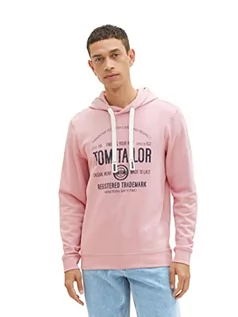Bluzy męskie - TOM TAILOR Męska bluza z kapturem z nadrukiem logo, 11055 – Morning Pink, 3XL - grafika 1
