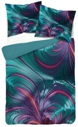 Detexpol Pościel z mikrofibry 3D 160x200 Kwiat fioletowa turkusowa 4225 A Magic 2 - Pościel - miniaturka - grafika 1