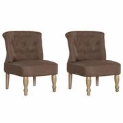 Fotele - vidaXL Krzesła w stylu francuskim, 2 szt., brązowe, materiałowe - miniaturka - grafika 1
