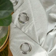 Zasłony - Gotowa zasłona welwetowa na przelotkach, rozmiar 140x250 cm, ze złotym nadrukiem w kolorze pastelowo-szarym, Eleonora - miniaturka - grafika 1