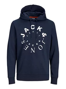 Bestseller A/S Męska bluza z kapturem Jjwarrior Sweat Hood, granatowy/nadruk: duży, L - Bluzy męskie - miniaturka - grafika 1