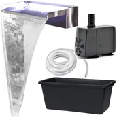 Fontanny ogrodowe - Zestaw wodospadowy Köhko Akaka(45 cm) z matowej stali nierdzewnej 24303 - Kompletny zestaw z pompą i zbiornikiem (65L), wysokość montażu do ok.50 cm - miniaturka - grafika 1