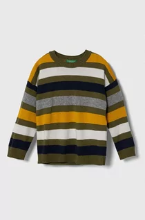 Swetry dla dziewczynek - United Colors of Benetton sweter z domieszką wełny dziecięcy kolor szary lekki - grafika 1