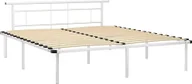 Łóżka - Elior Białe metalowe łóżko małżeńskie 180x200 cm - Mervex - miniaturka - grafika 1
