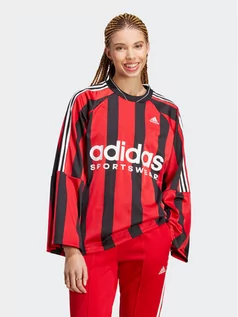 Bluzki damskie - adidas Bluzka Jacquard Long-Sleeve Top Jersey IC6634 Czarny Loose Fit - grafika 1