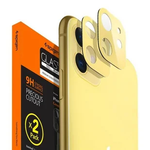 Spigen Glass Slim osłona obiektywu iPhone 11 Z RAMKĄ żółty AGL00509 - Pozostałe akcesoria do telefonów - miniaturka - grafika 1