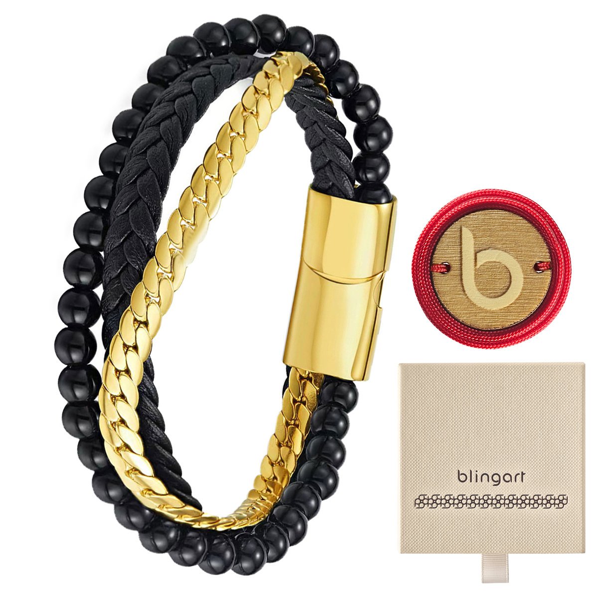 Bransoletka męska SKÓRZANA koraliki pancerka ONYKS