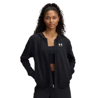 Bluzy damskie - Damska bluza dresowa rozpinana z kapturem Under Armour UA Rival Terry FZ - czarna - miniaturka - grafika 1