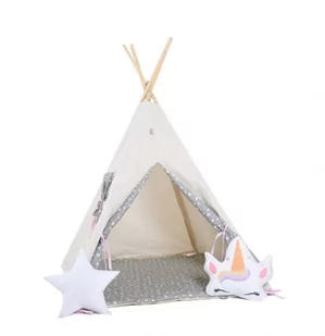 SowkaDesign Namiot tipi dla dzieci, bawełna, okienko, jednorożec, waniliowa kraina - Namioty i tipi dla dzieci - miniaturka - grafika 1