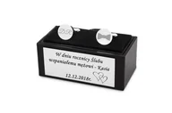 Spinki do mankietów i krawatów - Srebrne Spinki Okrąg Do Mankietów Grawer - miniaturka - grafika 1