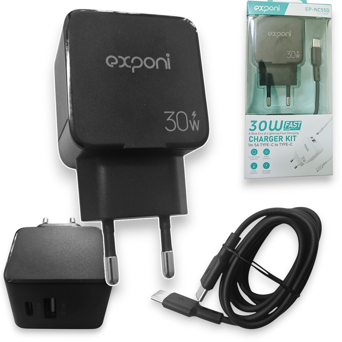 SZYBKA ŁADOWARKA SIECIOWA 30W DO TELEFONU 2xUSB QUICK CHARGE ZESTAW KABEL