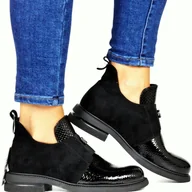 Botki damskie - DAMSKIE BOTKI PRZED KOSTKĘ VINCEZA 58560 CZARNE KROKODYL - miniaturka - grafika 1