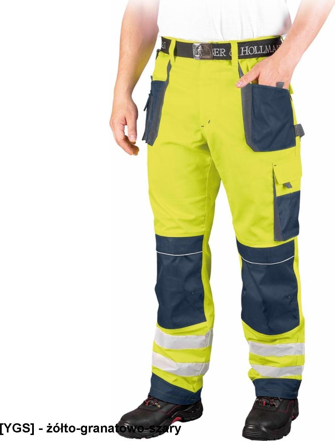 R.E.I.S. LH-FMNX-T - OSTRZEGAWCZE SPODNIE DO PASA - czerwono-stalowo-czarny 56