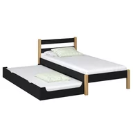Łóżka - Drewniane łóżko pojedyncze z szufladą na materac N01 czarno dębowe 120x190 - miniaturka - grafika 1