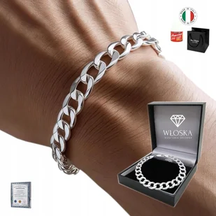 WŁOSKA Bransoletka Srebrna Męska PEŁNA 6mm SREBRO pr 925 DIAMENTOWANA Gruba - Bransolety męskie - miniaturka - grafika 1