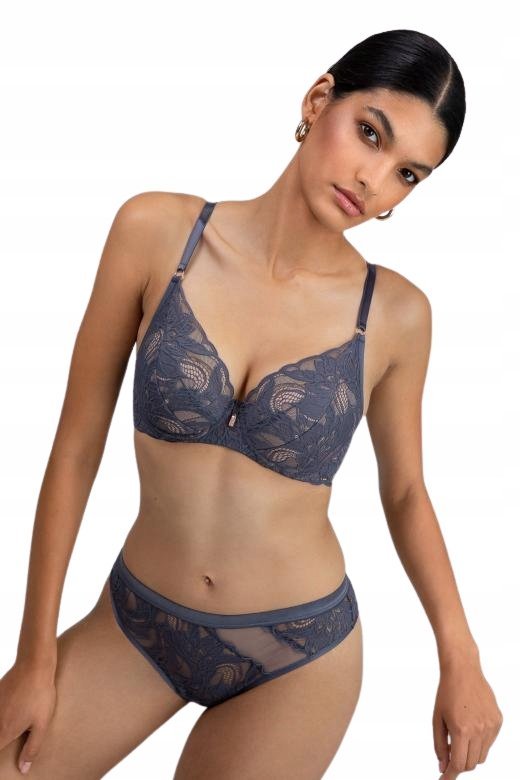 Biustonosz koronkowy Push-Up Luce Viola subtelny grafitowy Alles 80B