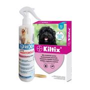 Artykuły przeciw pasożytom - Bayer BAYER Kiltix Obroża dla psów średnich dł 53cm + FREXIN Spray insektobójczy na legowiska 200 g 49723-uniw - miniaturka - grafika 1