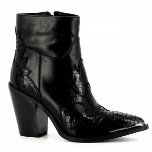 Czarne skórzane kowbojki na słupku CARINII - Carinii - Botki damskie - miniaturka - grafika 1