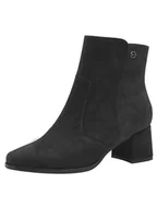 Botki damskie - Tamaris COMFORT damskie botki z obcasem ze skóry, obcas blokowy, czarny zamsz, 40 EU - miniaturka - grafika 1