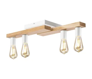 Żyrandol natynkowy MATTE 4xE27/15W/230V biały/dąb - Lampy sufitowe - miniaturka - grafika 1