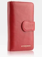 Portfele - STEVENS PORTFEL DAMSKI SKÓRZANY ZAMEK STOP RFID Czerwony Skóra Matowa - Czerwony Matt - miniaturka - grafika 1
