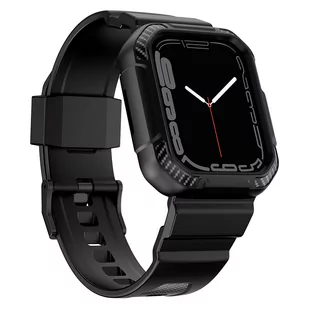 Kingxbar CYF537 2w1 pancerne etui Apple Watch SE, 8, 7, 6, 5, 4, 3, 2, 1 (45, 44, 42 mm) z paskiem czarne - Akcesoria do smartwatchy - miniaturka - grafika 2