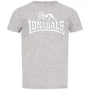 Lonsdale Męski T-shirt Kingswood, Marl Grey/White, L - Koszulki męskie - miniaturka - grafika 1