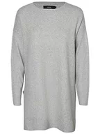 Swetry damskie - Vero Moda Vmbrilliant LS O-Neck Long Blouse Noos sweter damski, Szary (Light Grey Melange Szczegół:w. Snow White), XS - miniaturka - grafika 1