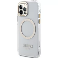 Etui i futerały do telefonów - Guess GUHMP12MHTRMD iPhone 12/12 Pro 6.1" złoty/gold hardcase Metal Outline Magsafe - miniaturka - grafika 1