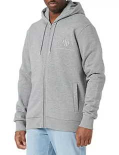 GANT Męska bluza z kapturem Tonal Archive Shield Zip Hoodie, szary melanż, XXL - Bluzy męskie - miniaturka - grafika 1
