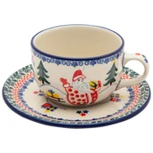 Filiżanki - Filiżanka Do Herbaty Kawy 200 Ml Ze Spodkiem - Ceramika Artystyczna Bolesławiec - miniaturka - grafika 1