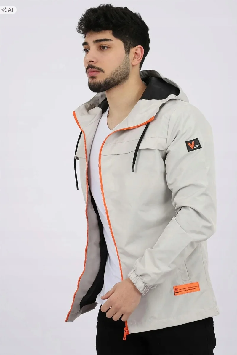 LEKKI MĘSKI PŁASZCZ Z KAPTUREM W STYLU SPORTOWYM M 5IA