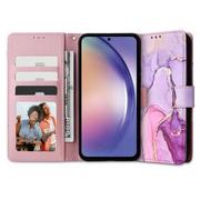 Etui i futerały do telefonów - Etui TECH-PROTECT Wallet do Samsung Galaxy A25 5G Marble Różowo-fioletowy - miniaturka - grafika 1