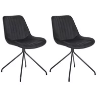 Krzesła - Zestaw 2 krzeseł do jadalni welurowy czarny NAVASOTA - miniaturka - grafika 1