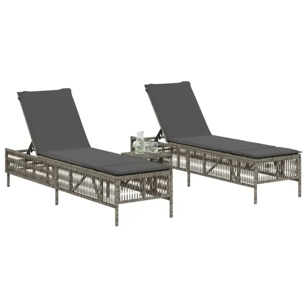 Leżak ogrodowy szary z regulowanym oparciem, wymiary 198 x 55 x 39-96 cm