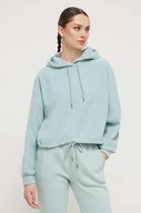 Bluzy damskie - Roxy bluza damska kolor turkusowy z kapturem gładka - miniaturka - grafika 1